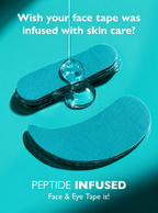 Peptide-infused tape pieces with a drop of serum