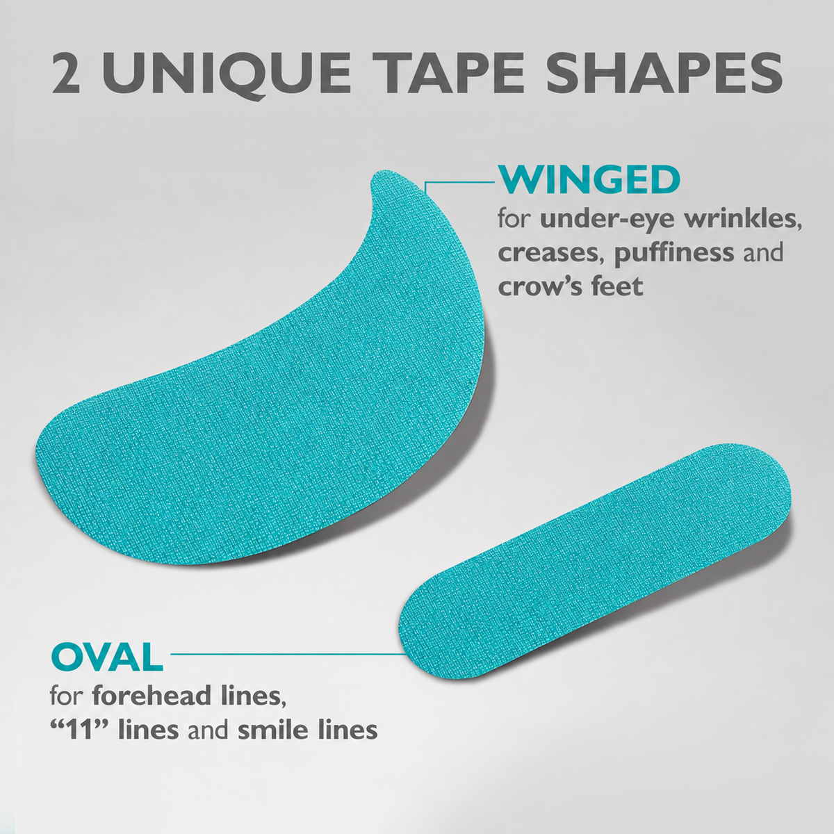 The two Clinitape shapes: winged for under-eye, oval for forehead and smile lines